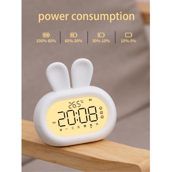 Rabbit Modern Design Dual Function Analog-Digital Alarm Clock with Cute Backlight Smart Quartz Wake-up Light for Kids
