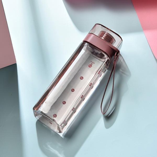 Travel in Style with Customized Logo Square Shaped 550ml 700ml Drink Bottle With Rope