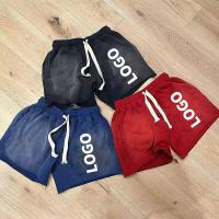 Logo personnalisé Fabricant Coureurs à écran de haute qualité Puff Print Vintage Coton Français Terry Sweat Hommes Acide Laver Soleil Shorts décolorés