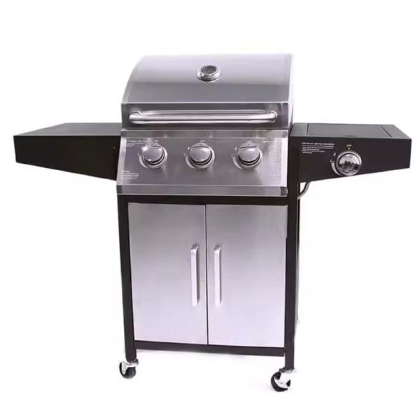Grelhas de barbecue a gás de aço inoxidável ao ar livre com queimadores 10000BTU*4 e mesa lateral