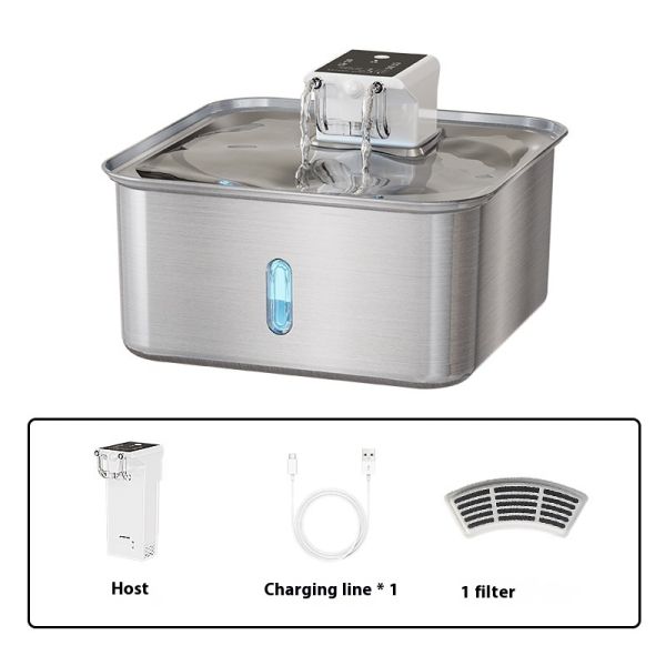 Large Capacity 7L All Stainless Steel Rechargeable Pet Water Dispenser Eco-Friendly Automatic Dog/Cat Bowl Solid Unplugged New
