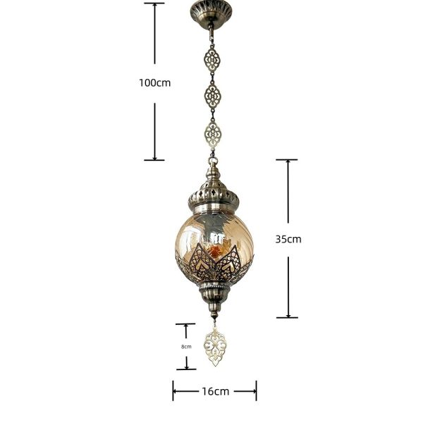 Light brown handmade glass Pendant lamp Moroccan bedroom bedside chandelier (WH-DC-76)