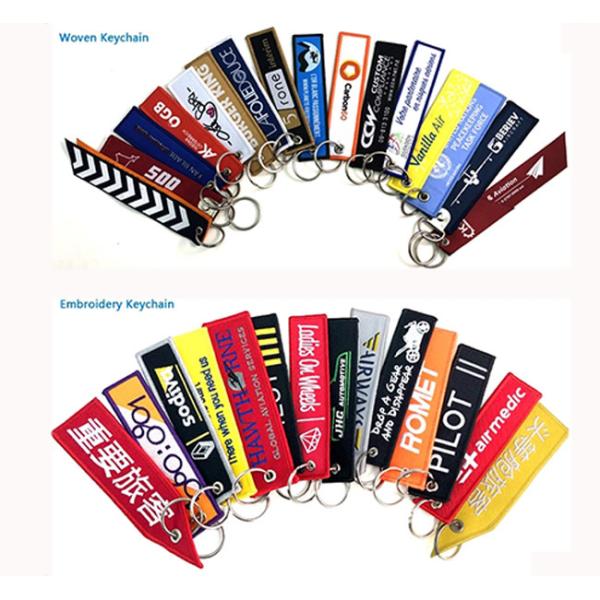 Fashionable Embroidered Woven Keychain With Metal Ring For Motorcycle