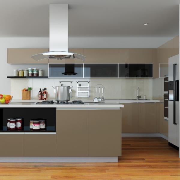Free Design Mobiliário de cozinha modular Mobiliário de cozinha preto moderno Armários de madeira