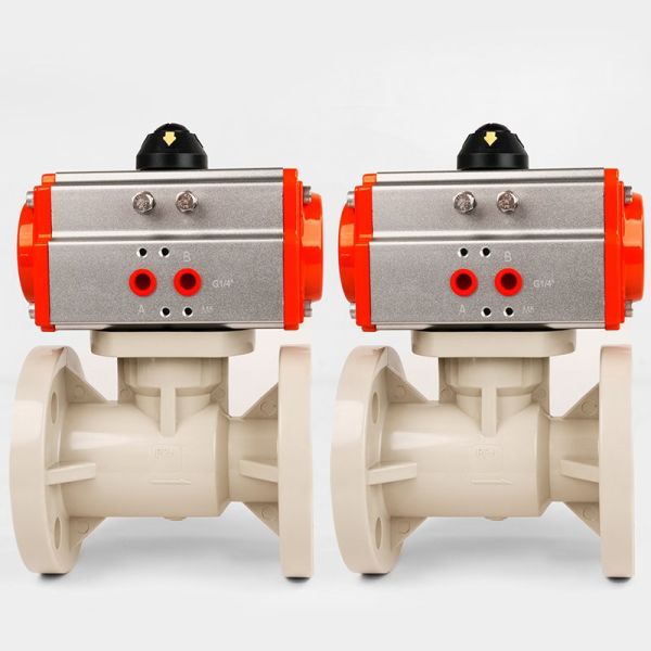 Flange Type PPH Pneumatic Ball Valve Anti-Corrosion Plastic Automatic Shut Off Valve for Chemical Sewage Pipeline