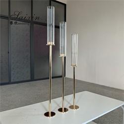 Pileira de Furacão de Estamo Longo Candela de Casamento de Ouro Com Tubos de Chaminé 3pcs Set 80cm
