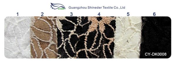 Black / White Knitted Elastic Lace Fabric For Lady Garment Sunflower Pattern CY-DK0008