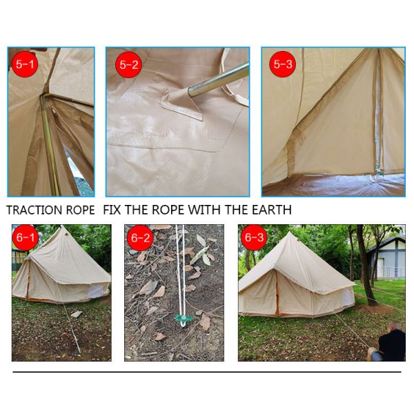 Luxury 4M 5M Cotton Glamping Yurt Tent Canvas Bell Indian Tent With Stove Pipe Jack Hole Cavas Tent