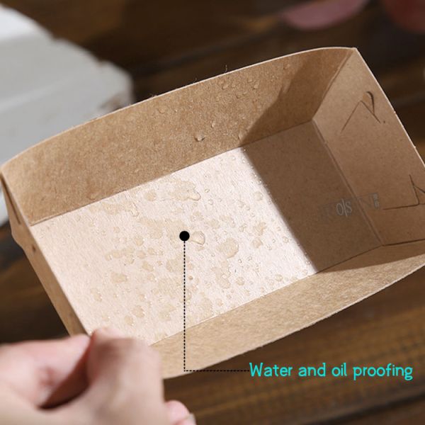 300ml to 1800ml Foldable Takeaway Containers Kraft Paper Disposable Food Tray for Fast Food