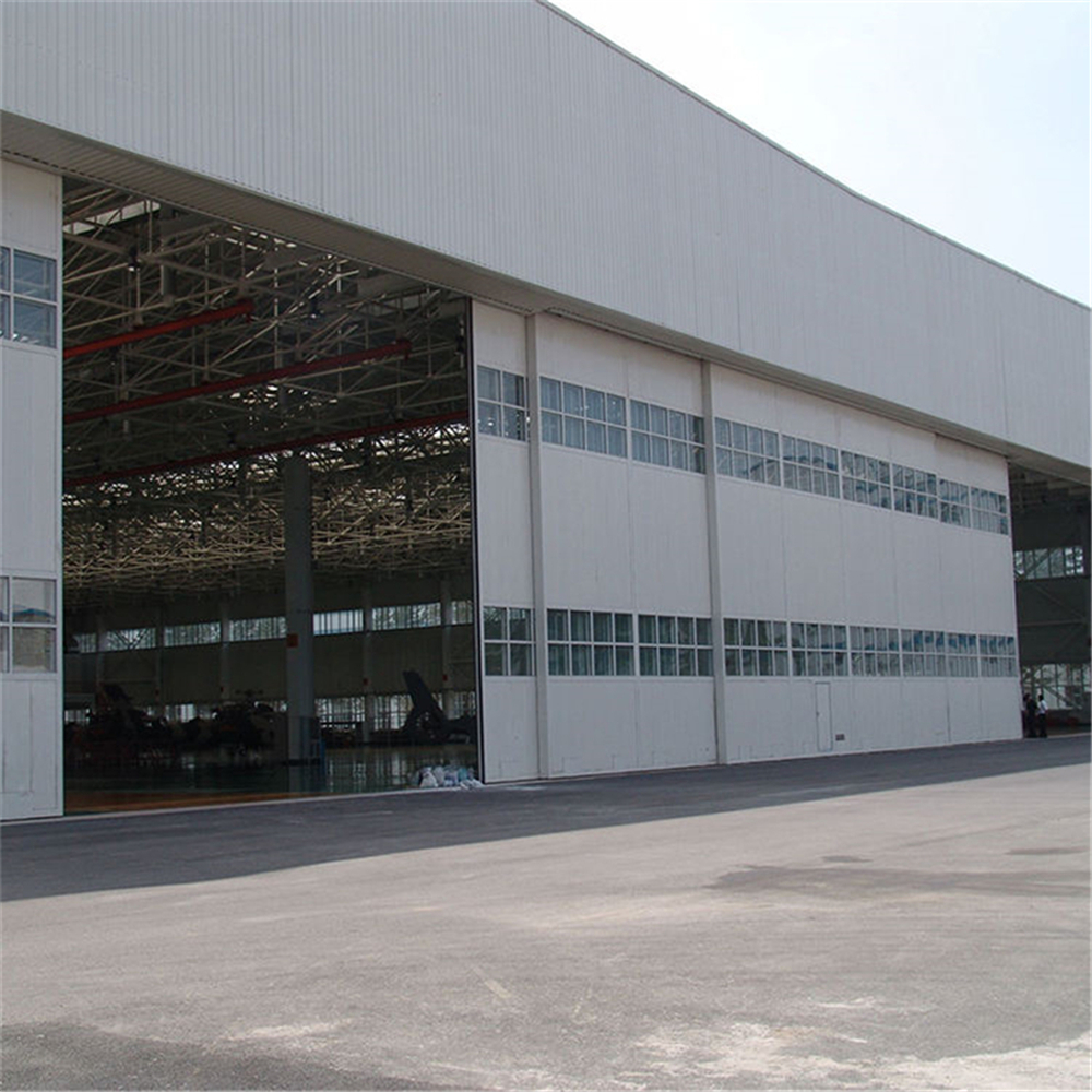 Horizontal Steel Bottom Rolling Hangar Door Multi Panel Sliding System Remote Controlled