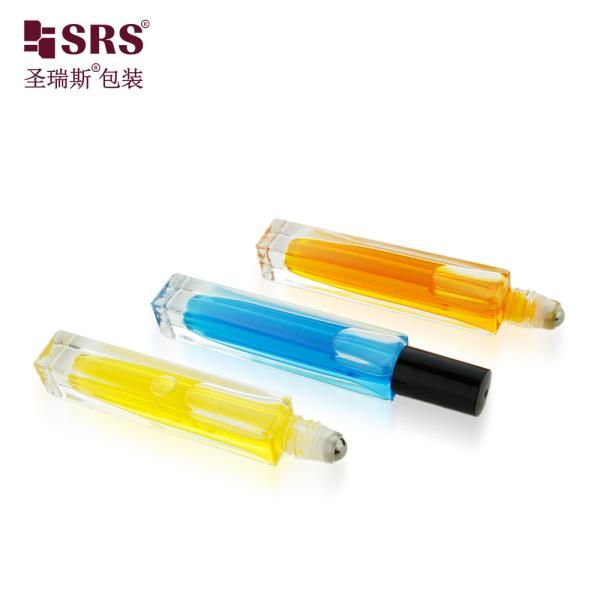 Square Shape Glass Roll On Bottle with Thick Wall and Custom Color for No Leakage No Scratching Essential Oil and Perfume