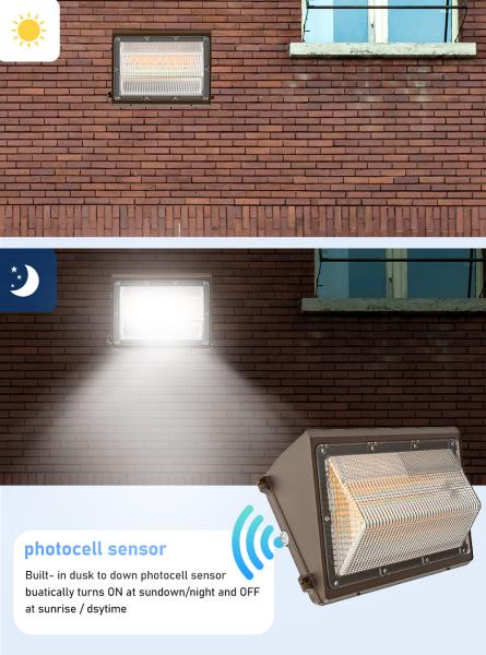Slim LED Wall Pack Light With Motion Sensor 40W-120W Dimmable 3CCT And 3 Power Adjustable