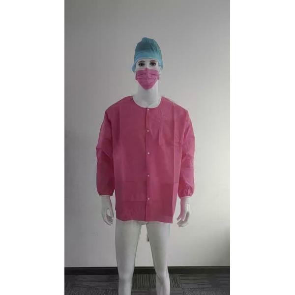 Pink Dental Waterproof Gown PP PE Disposable Isolation Suit Gown