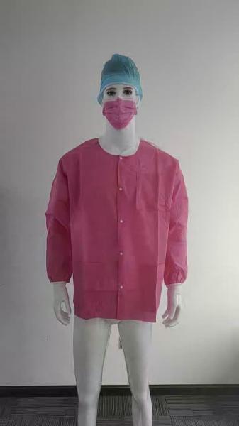 S&J 3-layers breathable SMS material anti-static lab coat hospital ladys pink nurse coat autoclavable and washable