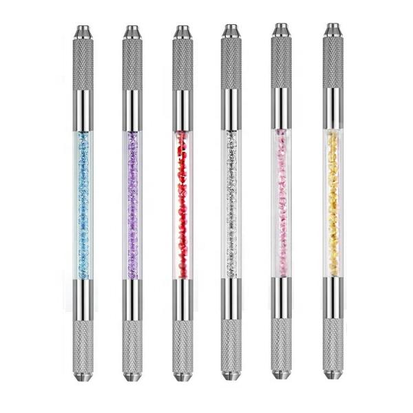 Double Sides Crystal Acrylic Microblading Tattoo Pen 14cm Length