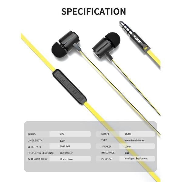 HD Microphone 3.5mm Deep Bass Sound 98dB Wired Earphone