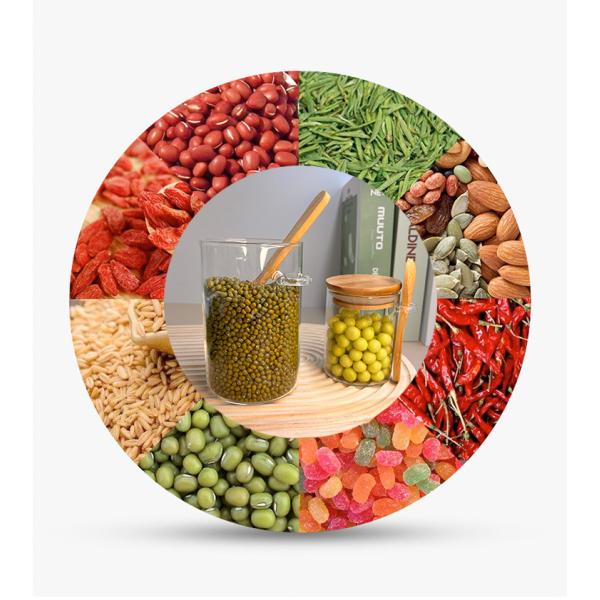 Clear Glass Rack Food Storage Container with Functional Design and Round Bamboo Lid
