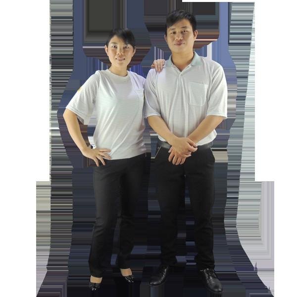 Blue Black 150g 96% Cotton 4% Conductive Fiber ESD T Shirts