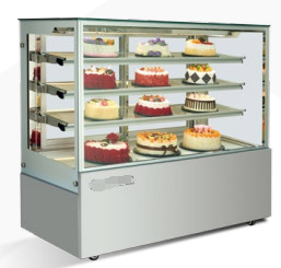 Unidades de visualización de refrigeración de vidrio cuadrado para pasteles Pastelería Rango de temperatura 3.C - 10.C