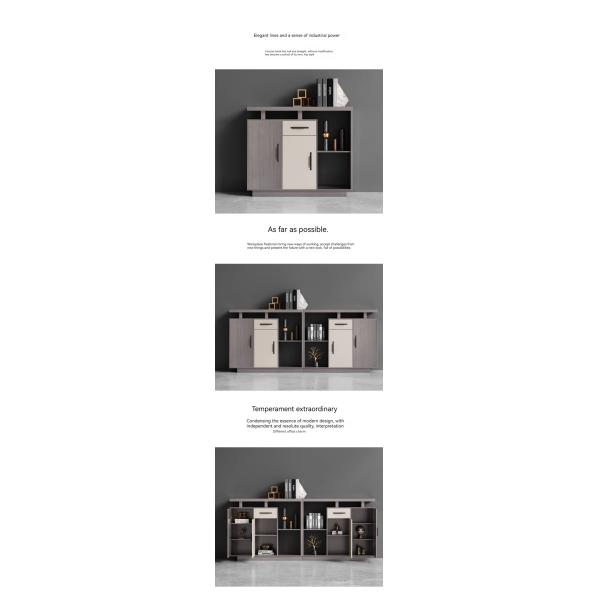 Muebles comerciales gabinete de oficina larga con diseño moderno y panel de madera partición