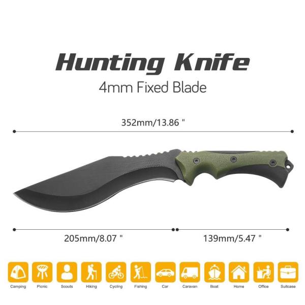 ODM Plastic Handle Stainless Steel Hunting Knife 4mm Blade 13.8in