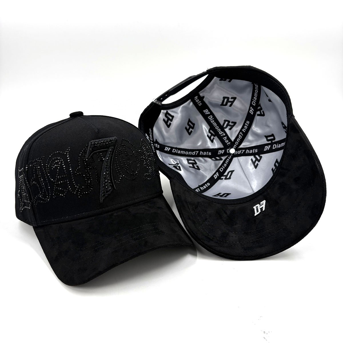 Custom Fashion Baseball Caps Rhinestone Embroidered Satin Lined Custom