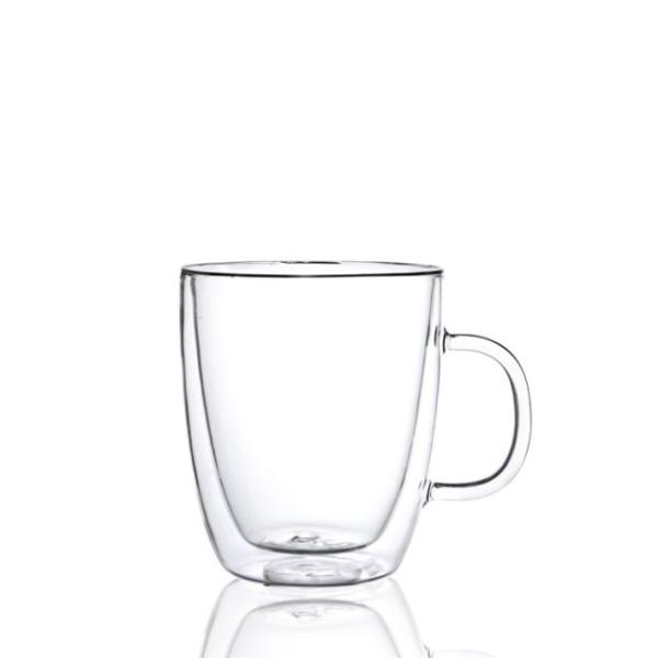 300ml 350ml Hot Selling High Borosilicate Handle Heat Resistant Double Wall Clear Coffee Glass