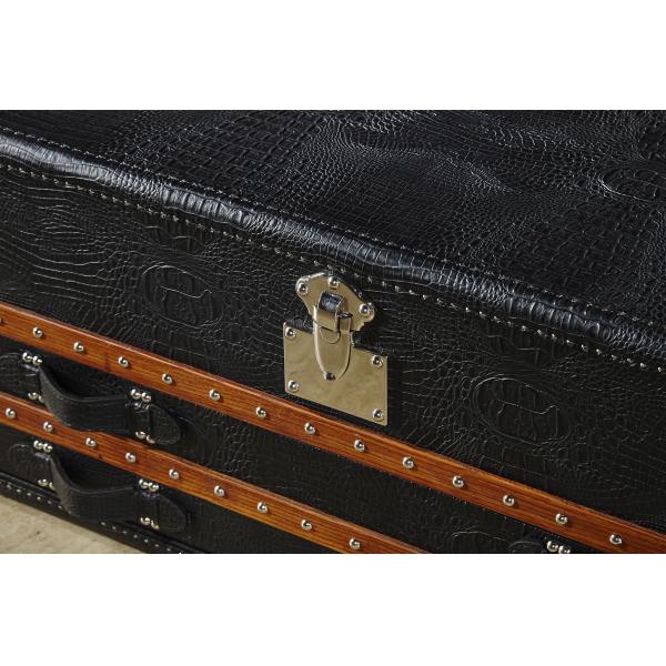 Top Genuine Leather Side Coffee Table Crocodile Grain Solid Wood Bar Decoration