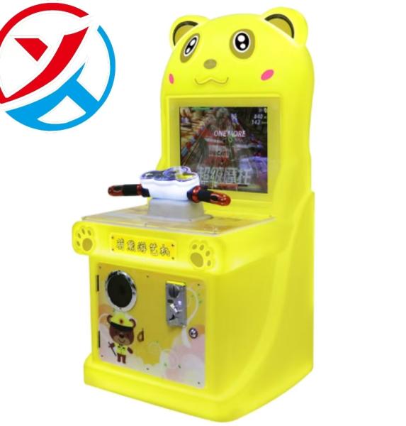 Máquina arcade monedero para niños con diseño de oso adorable y motocicleta súper