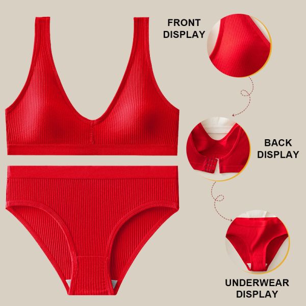 Wholesale One Piece Sports Bra Panty Set New Style Sport Style Ribbed Underwear Set for Women