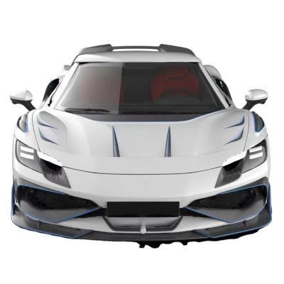 296GTB Ferrari Kit Car Body 2021 Dry Carbon Fiber Front Lip Car Front Bumper Diffuser