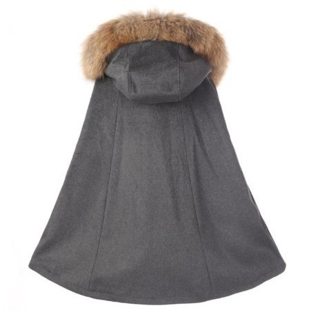 Prendas de vestir exteriores de lana sin mangas S-XL, capa del invierno de la capa encapuchada con el pelo del conejo