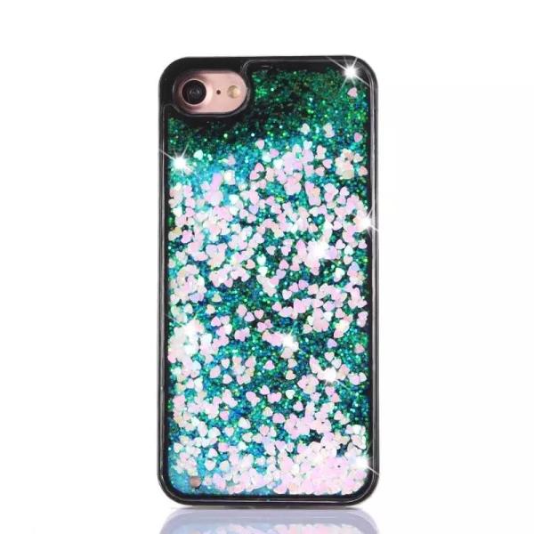 PC+TPU Star Love Sequins Color Mix Glitter Quicksand Black Border Back Cover Cell Phone Case For iPhone 7 6s Plus