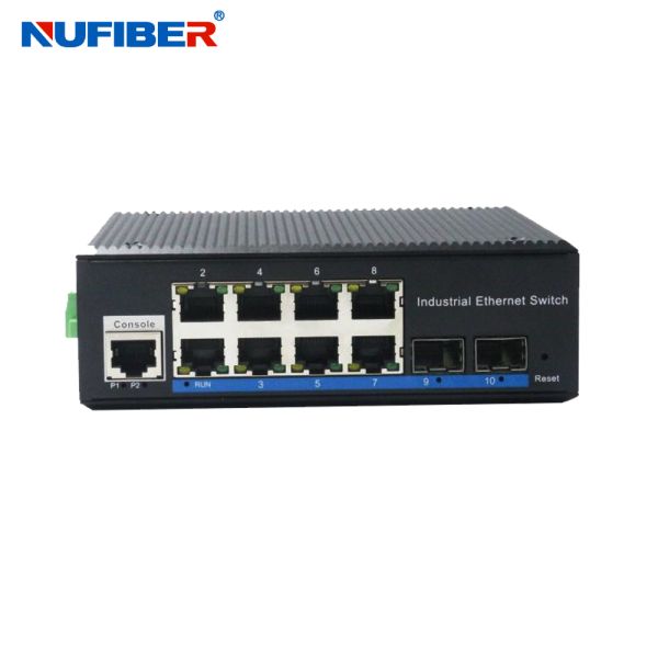 Managed Industrial PoE Switch 8X10/100/1000M RJ45 PoE to 2x1000M SFP Slot Din Rail Switch