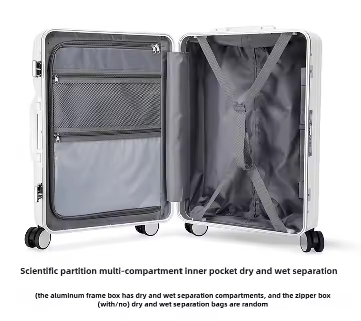 Unique Features Abs Pc Luggage Suitcase with Cup Holder Usb Charging Carry-ons Front Open Luggage Wholesale Products Luggage