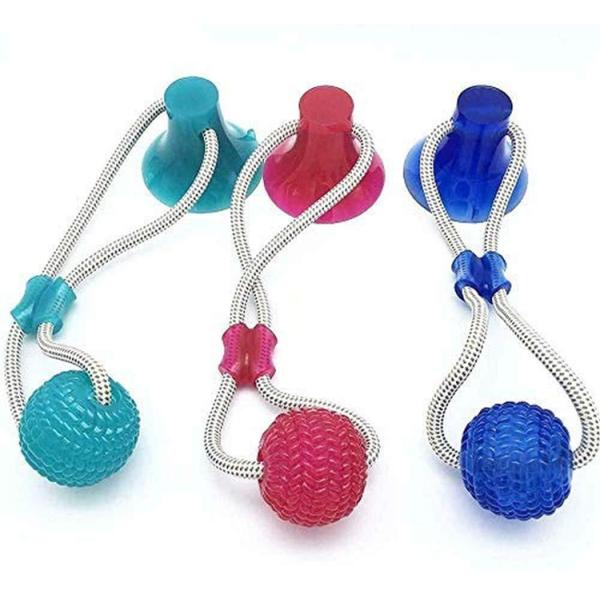 Pet Dog Self Play Tug Pull Force Vent Durable Strong Teeth Cleaning Suction Cup TPR
