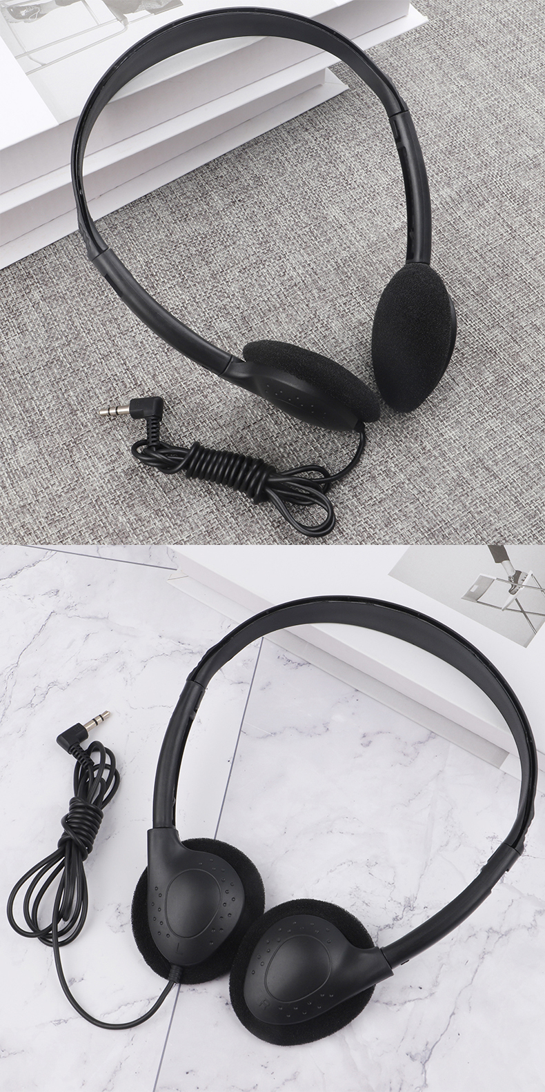 857 Lightweight wired in headphones, 3.5mm jack/C-type plug can be customized for stereo headphones, OEM/ODM customized multi-color headphones, suitable for laptops in aviation museums, school offices
