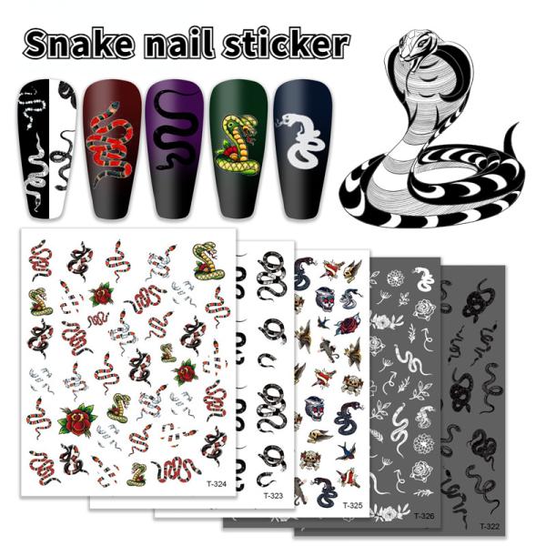 Style Plastic 2D Japanese Diablo Snake Nail Stickers Cartoon Pattern Adhesive Backing