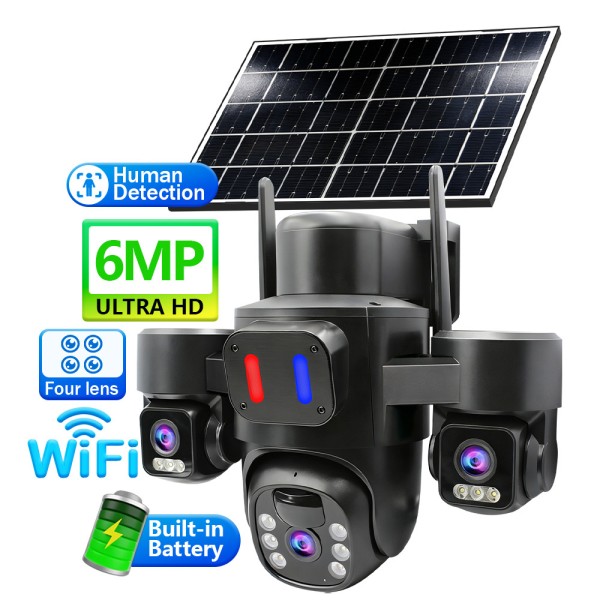 Solar Powered Wireless Outdoor Security Camera, 14 PCS LED Fill Lights, PIR Human Motion Detection, WiFi Connection, IP66 Weatherproof Two-Way Audio Surveillance Camera for Yard Garage Home Monitoring