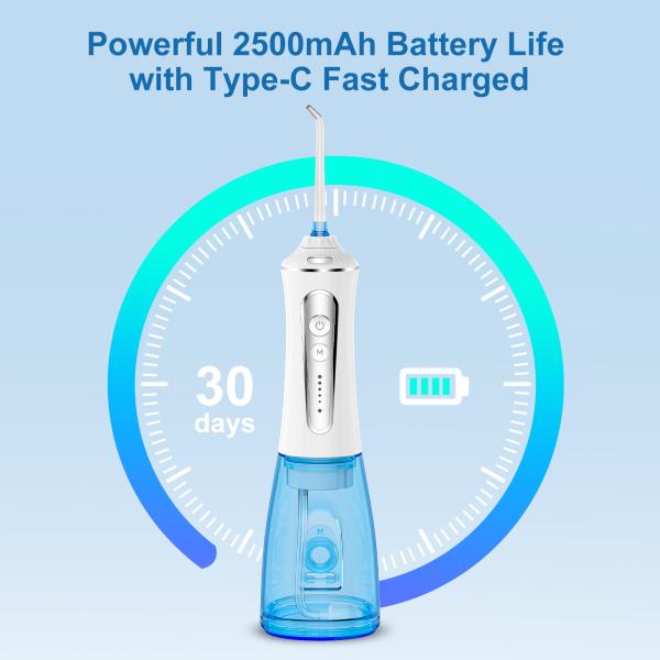 Limpeza de Dentes Flosser de Água Dental Elétrico com duração de bateria de 30 dias e tanque de água de 300 ml