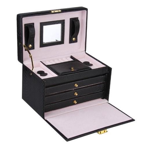 Large Capacity Jewelry Train Case With Easy Slide & Extendable Tray