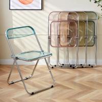 Chaise pliable en acrylique vert bleu, réglable, en plastique transparent