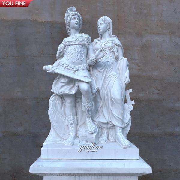 Hand Carved Natural Stone Life Size Warrior Sculpture Roman Soldier Marble Male Statue