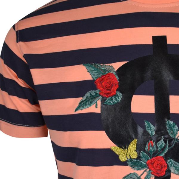 Summer Fashionable Mens T Shirts , Short Sleeves Striped T Shirts 100% Cotton