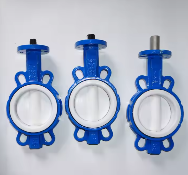 Spheroidal Graphite Cast Iron Acid-resistant Handle Manual butterfly Valves , GB, ANSI, JIS, PTFE Inner Lining Valve Plate,