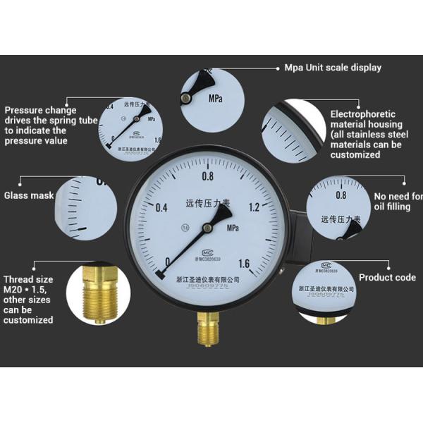 150mm 60bar 1.6% Bottom Connection Pressure Gauge with Remote Resistance Manometer
