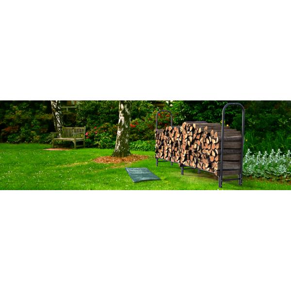 Firewood Rack with Cover Metal Log Store Outdoor 200 x 116 x 36 cm Black
