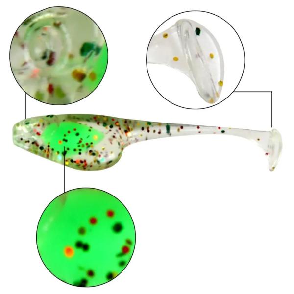 4.5cm 0.9g Fishing Lure Kit TPE Material Soft Fishing Lures T Tail Paddle Crappie Shad