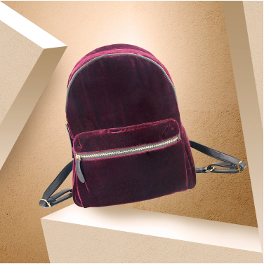 Velvet Casual Lightweight Nylon Backpack , Flannel Ladies Mini Backpack With Mochila Zipper