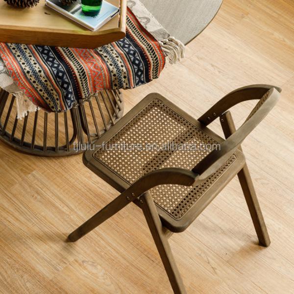 Rustic Style Solid Wood Rattan Folding Chairs for Events Optional Colors and Durable Design